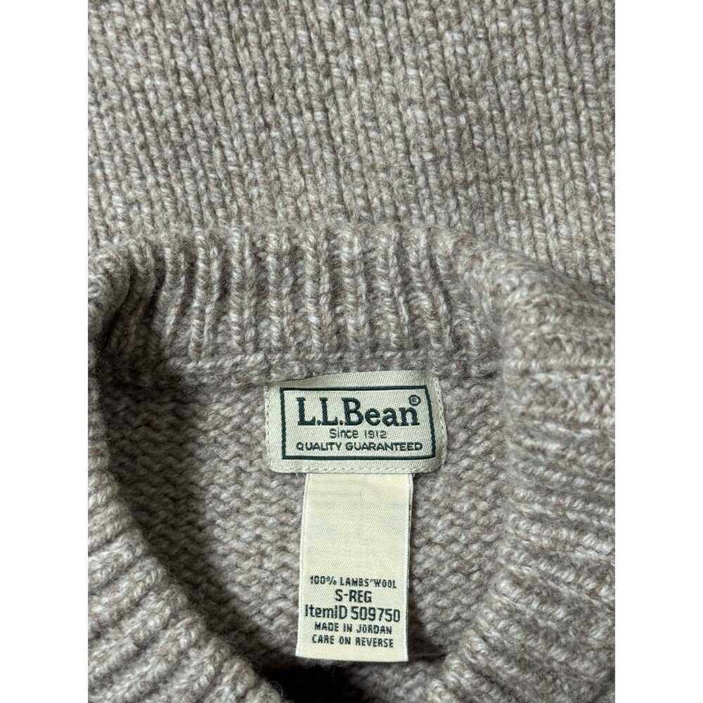 LL Bean L Womens S 100% Lambswool Beige Sweater pullover Crewneck Classic Cozy - Picture 5 of 9